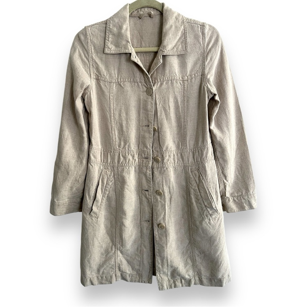 Eddie Bauer Linen Button Front Jacket Tan Beige Size Small